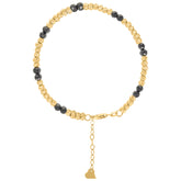 14kt Yellow Gold Womens Black Beaded Fashion Bracelet