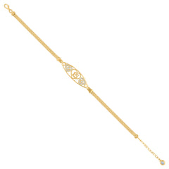 14kt Yellow Gold Womens Cubic-Zirconia 15 Anos Quinceanera Heart Charm Bracelet Size 8 Inches