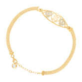 14kt Yellow Gold Womens Cubic-Zirconia 15 Anos Quinceanera Heart Charm Bracelet Size 8 Inches