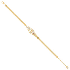 14kt Yellow Gold Womens Pink White Cubic-Zirconia Elephant 15 Anos Quinceanera Heart Charm Bracelet Size 8 Inches