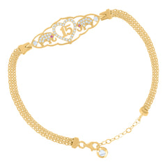 14kt Yellow Gold Womens Pink White Cubic-Zirconia Elephant 15 Anos Quinceanera Heart Charm Bracelet Size 8 Inches