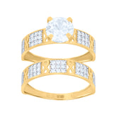 10kt Yellow Gold Womens Cubic-Zirconia Bridal Engagement Ring