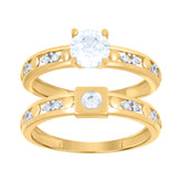 10kt Yellow Gold Womens Cubic-Zirconia Bridal Engagement Ring