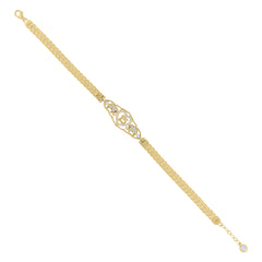 10kt Yellow Gold Womens Red White Cubic-Zirconia Heart 15 Anos Quinceanera Bracelet Size 8 Inches