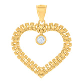 10kt Yellow Gold Womens Cubic-Zirconia Heart Cross Religious Charm Pendant