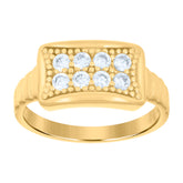 10kt Yellow Gold Womens Cubic-Zirconia Flower Link Fashion Bracelet Size 8 Inches