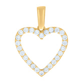 10kt Yellow Gold Womens Cubic-Zirconia Heart Charm Pendant