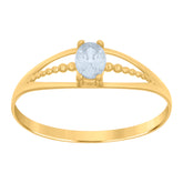 14kt Yellow Gold Baby Oval Cubic-Zirconia Fashion Ring