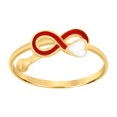 14kt Yellow Gold Baby Red Enameled Infinity Heart Ring