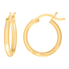 10kt Yellow Gold Womens Diamond-Cut 20 mm x 2 mm Round Tube Hoop Earrings