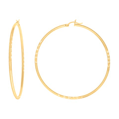 10kt Yellow Gold Womens Diamond-Cut 60 mm x 2 mm Round Tube Hoop Earrings