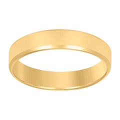 14kt Yellow Gold Mens Flat Center Beveled Edge Wedding Band Ring 5mm Size 13