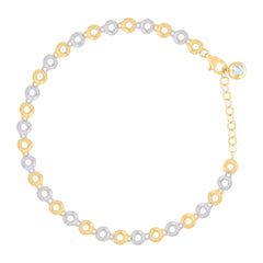 14kt Two-tone Gold Womens Cubic-Zirconia Fashion Link Bracelet Size 8 Inches