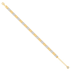 14kt Two-tone Gold Womens Cubic-Zirconia Fashion Link Bracelet Size 8 Inches