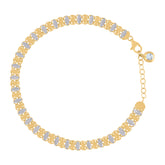 10kt Yellow Gold Womens Cubic-Zirconia Diamond-Cut Beaded Charm Anklet/Bracelet Size 8 Inches