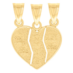 10kt Yellow Gold Womens Break Apart Heart Big Sis Lil Sis Family Talking Charm Pendant
