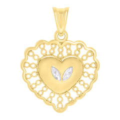 14kt Two-tone Gold Womens Heart Charm Pendant