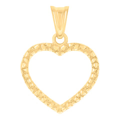 14kt Yellow Gold Womens Nugget Heart Charm Pendant