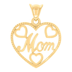 14kt Yellow Gold Womens Mom Heart Charm Pendant