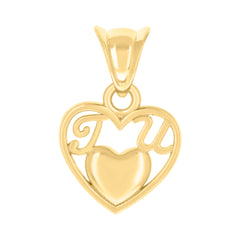 14kt Yellow Gold Womens I Love You Heart Charm Pendant