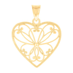 14kt Yellow Gold Womens Heart Charm Pendant