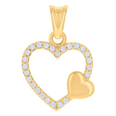 14kt Yellow Gold Women Cubic-Zirconia Heart Charm Pendant