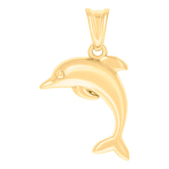 14kt Yellow Gold Womens Dolphin Fish Ocean Charm Pendant