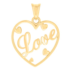 14kt Yellow Gold Womens Love Heart Charm Pendant