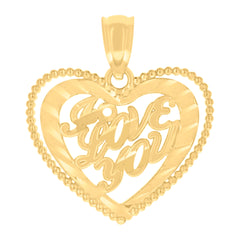 14kt Yellow Gold Womens I Love You Heart Charm Pendant