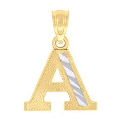 14kt Two-tone Gold Unisex Initial Alphabet A Pendant