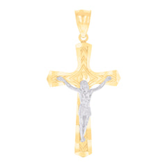 14kt Two-tone Gold Mens Crucifix Cross Religious Charm Pendant