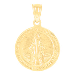 14kt Yellow Gold Womens Virgin Mary Miraculous Medal Religious Charm Pendant