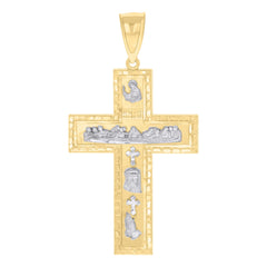 10kt Two-tone Gold Mens Jesus Last Supper INRI Cross Religious Charm Pendant
