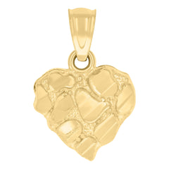 14kt Yellow Gold Womens Nugget Heart Charm Pendant