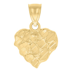 14kt Yellow Gold Womens Nugget Heart Charm Pendant