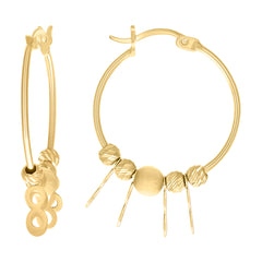 10kt Yellow Gold Womens Infinity Yellow Beaded Hoop Earrings
