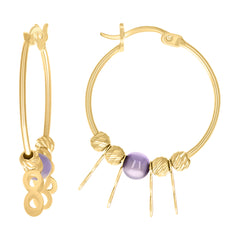 10Kt Yellow Gold Womens Round Tube Diamond-cut Patterned Fancy Hoop Earrings 5mm-38