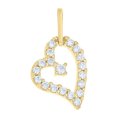 10kt Yellow Gold Womens Cubic Zirconia Cubic-Zirconia Love Heart Charm Pendant