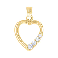 10kt Two-Tone Gold Cubic-Zirconia Womens Heart Charm Pendant