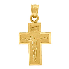 10kt Yellow Gold Womens Mens Jesus Crucifix Cross Religious Charm Pendant