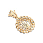 Mens 10k Yellow Gold Rolex Logo Cuban Link Round Shape 1.5CTW Natural Diamond Charm 8.2g Pendant