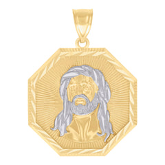14kt Two-tone Gold Mens Jesus Religious Charm Pendant