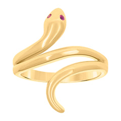 14kt Yellow Gold Womens Purple Cubic-Zirconia Snake Reptile Wildlife Ring