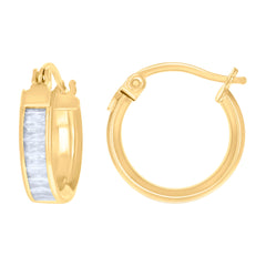 10kt Yellow Gold Womens Infinity Purple Beaded Hoop Earrings