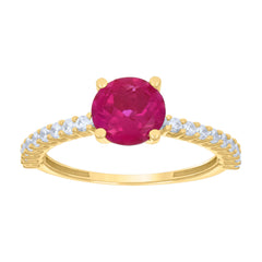 14kt Yellow Gold Womens Pink White Cubic-Zirconia Fashion Ring