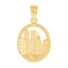14kt Yellow Gold Womens New York Skyline Charm Pendant