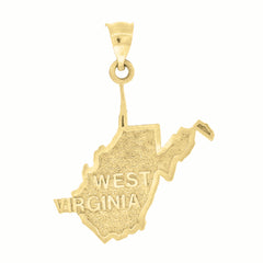 10kt Yellow Gold Mens West Virginia State Charm Pendant