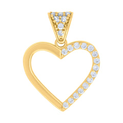 14kt Yellow Gold Womens Cubic-Zirconia Heart Charm Pendant