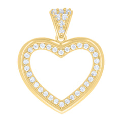 14kt Yellow Gold Womens Cubic-Zirconia Heart Charm Pendant