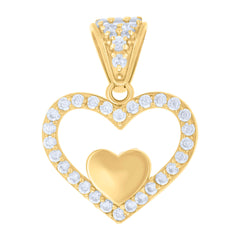 14kt Yellow Gold Womens Cubic-Zirconia Heart Charm Pendant